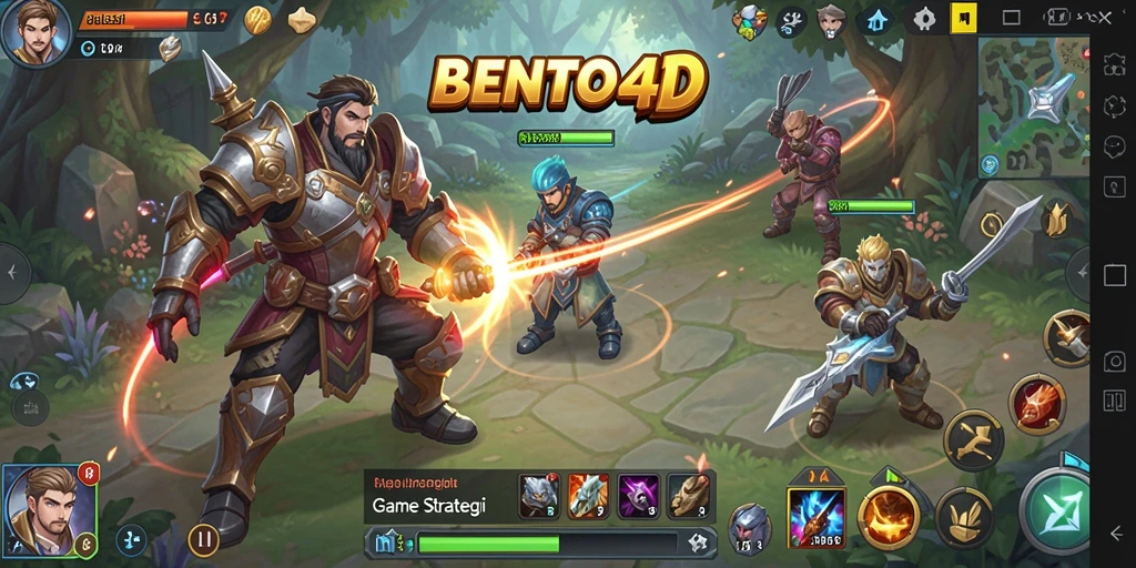 Tangkapan layar menunjukkan tindakan strategis dan pertempuran dalam BENTO4D.