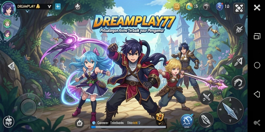 Tangkapan layar gameplay DREAMPLAY77 menampilkan aksi seru dalam dunia Anime.