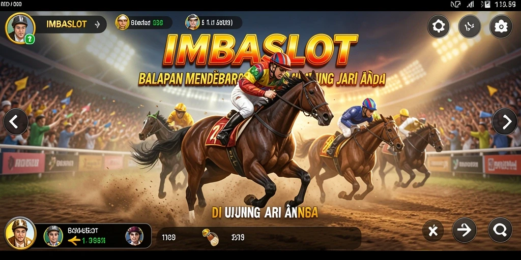 Tangkapan layar gameplay <strong>IMBASLOT</strong> menunjukkan aksi balapan yang seru dan mendebarkan.
