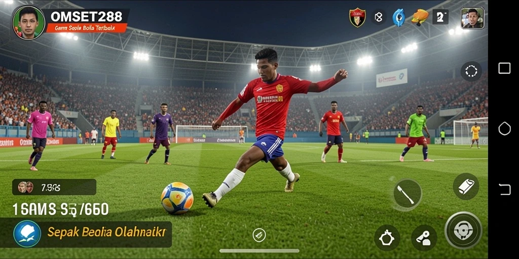 Tampilan gameplay yang mendebarkan di lapangan sepak bola.