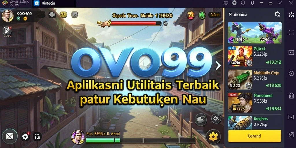 Screenshot utama OVO99 dengan tampilan antarmuka aplikasi yang intuitif.