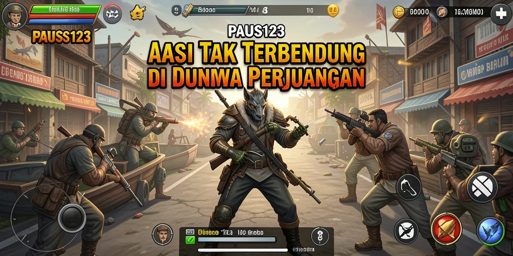 Tangkapan layar utama PAUS123 menampilkan pertarungan intens dalam game aksi.