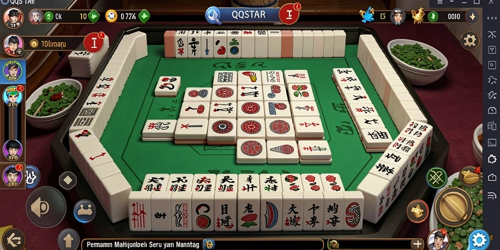 Tampilan gameplay QQSTAR yang mendebarkan dalam setiap permainan Mahjong.