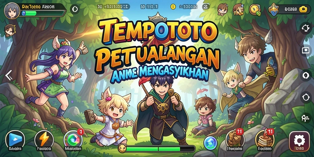 Tampilan karakter Anime dalam pertempuran yang seru di TEMPOTOTO.