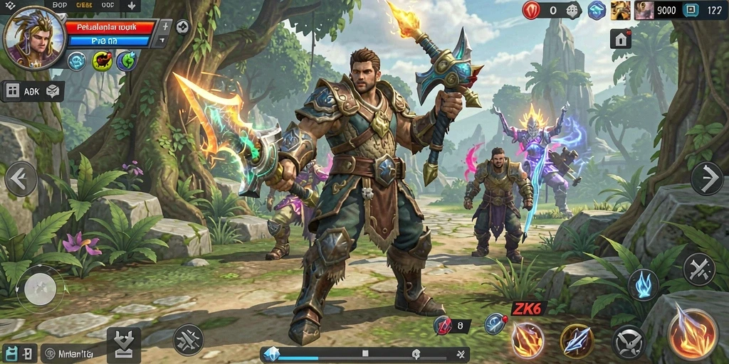 Tampilan gameplay ARPG ZK6 dengan pertempuran epik.